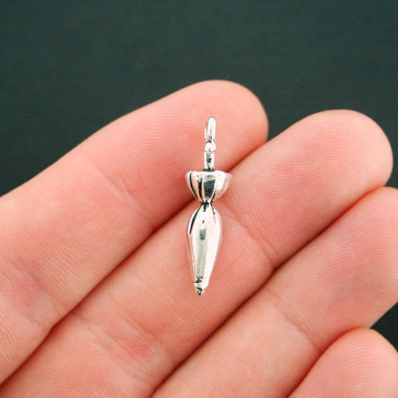 8 Umbrella Antique Silver Tone Charms 3D - SC7443