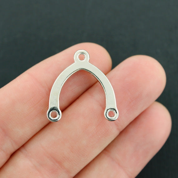 8 Wishbone Connector Silver Tone Charms - SC3013