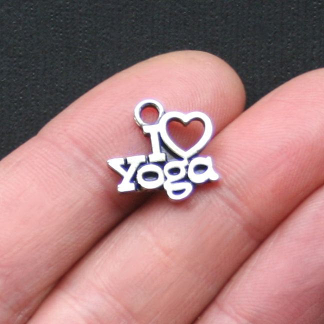 8 Yoga Antique Silver Tone Charms - SC2996
