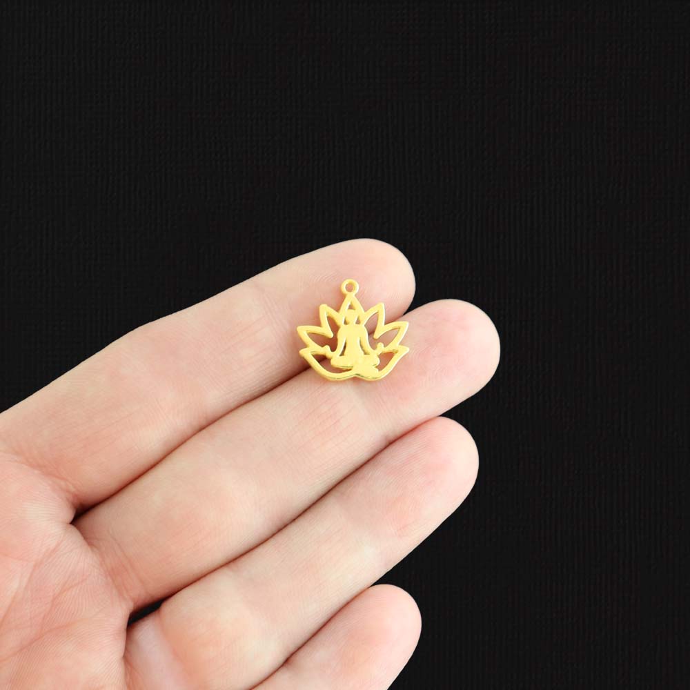 8 Yoga Meditation Gold Tone Charms - GC626