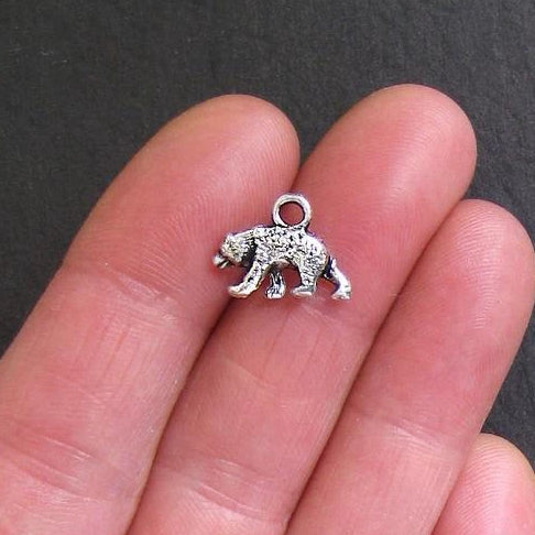 8 Bear Antique Silver Tone Charms 2 Sided - SC764