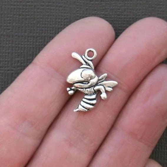 8 Bee Antique Silver Tone Charms - SC762