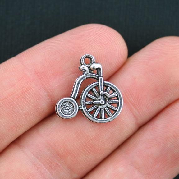 8 Bicycle Antique Silver Tone Charms 2 Sided - SC3742