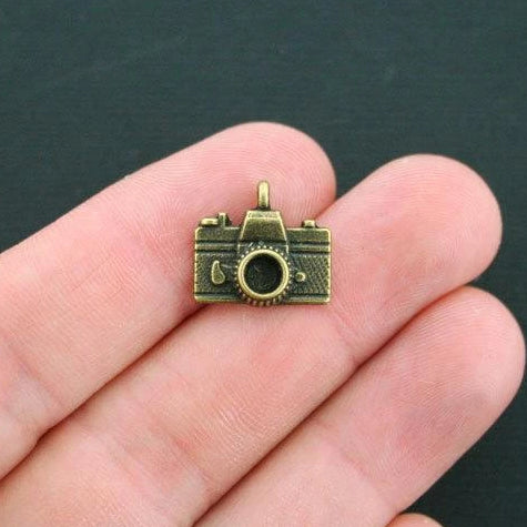 8 Camera Antique Bronze Tone Charms 2 Sided - BC901