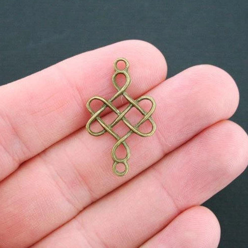 8 Celtic Knot Connector Antique Bronze Tone Charms 2 Sided - BC497