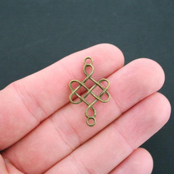 8 Celtic Knot Connector Antique Bronze Tone Charms 2 Sided - BC497