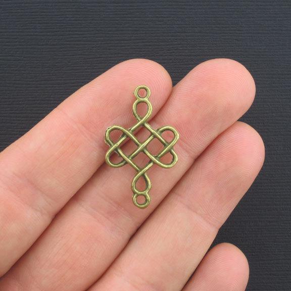 8 Celtic Knot Connector Antique Bronze Tone Charms 2 Sided - BC311