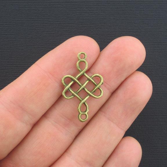 8 Celtic Knot Connector Antique Bronze Tone Charms 2 Sided - BC311