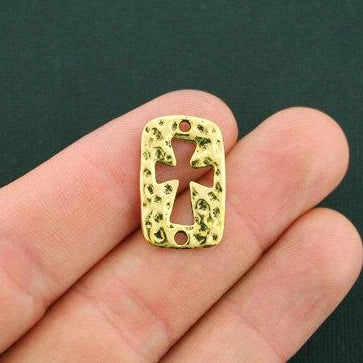 8 Cross Connector Antique Gold Tone Charms 2 Sided - GC774