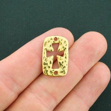 8 breloques de ton or antique connecteur croisé 2 faces - GC774