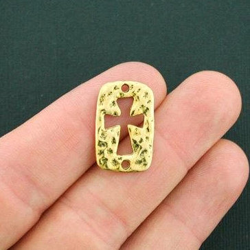 8 Cross Connector Antique Gold Tone Charms 2 Sided - GC774