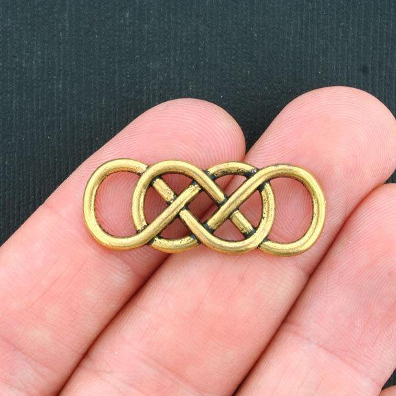 8 Infinity Connector Antique Gold Tone Charms - GC265