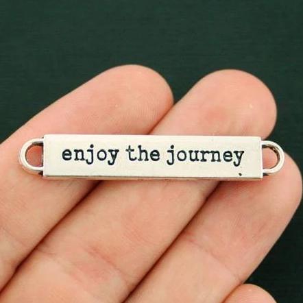 8 Enjoy the Journey Connector Antique Silver Tone Charms - SC4334
