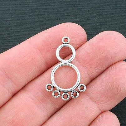 8 Figure Eight Connector Antique Silver Tone Charms 2 Sided - SC871