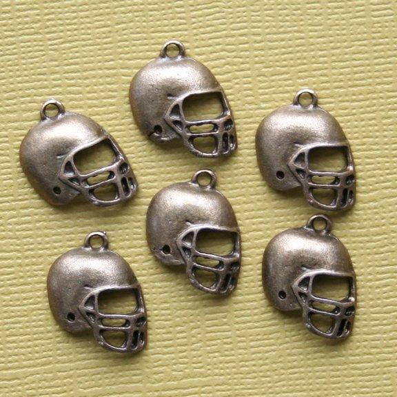 8 Football Helmet Antique Bronze Tone Charms - BC493