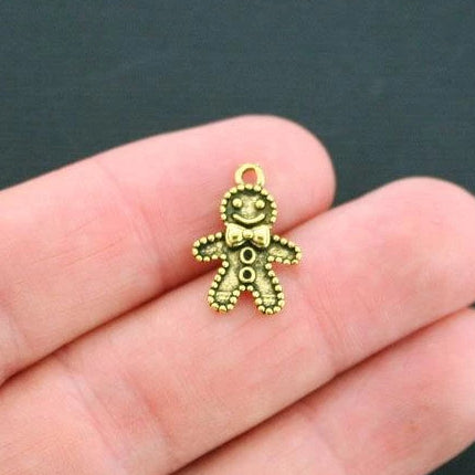 8 Gingerbread Man Antique Gold Tone Charms - GC325