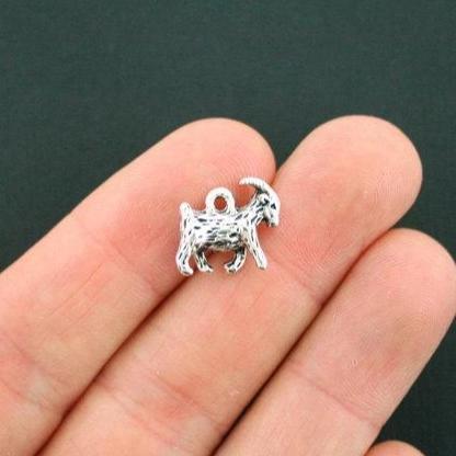 8 Goat Antique Silver Tone Charms 3D - SC5554