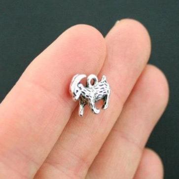 8 Goat Antique Silver Tone Charms 3D - SC5554