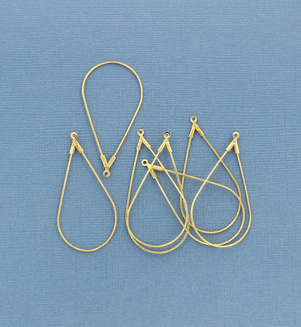 8 Gold Tone Earring Wires - Drop Style Pendant - Good for 4 Pairs 42mm x 23mm - Z679