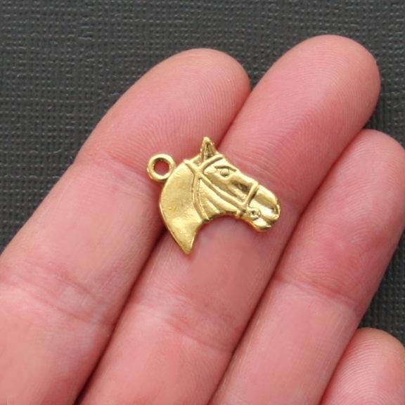8 Horse Antique Gold Tone Charms 2 Sided - GC128