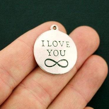 8 I Love You Antique Silver Tone Charms - SC6432