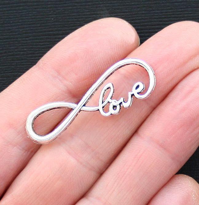 8 Love Infinity Connector Antique Silver Tone Charms - SC3178