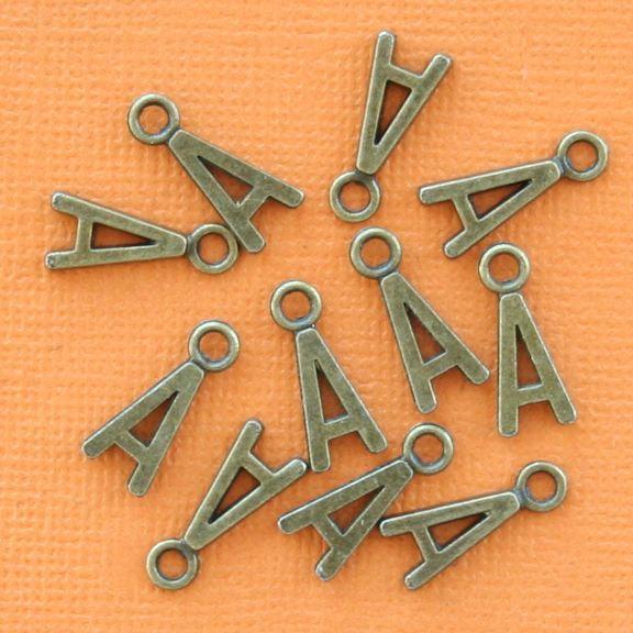 8 Letter A Antique Bronze Tone Charms - BC713