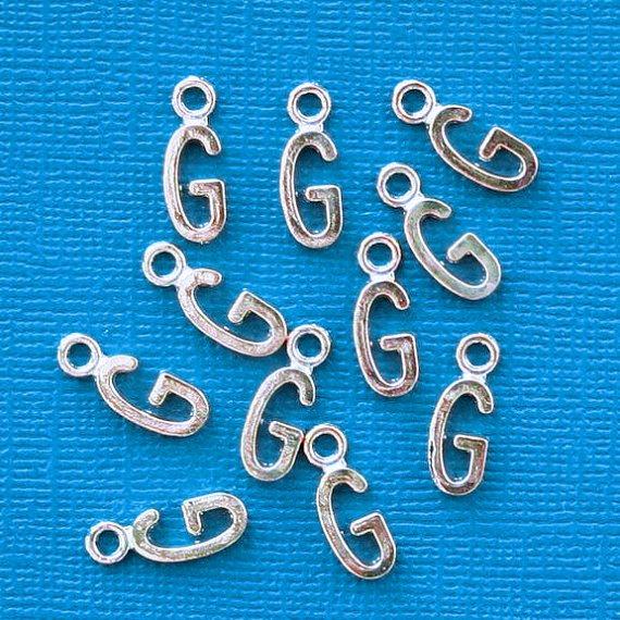 8 Letter G Alphabet Antique Silver Tone Charms- SC2631