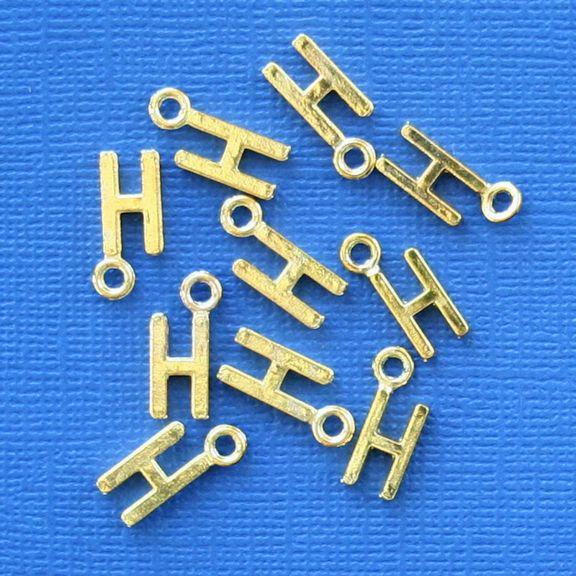 VENTE 8 Lettre H Alphabet Gold Tone Charms - GC188