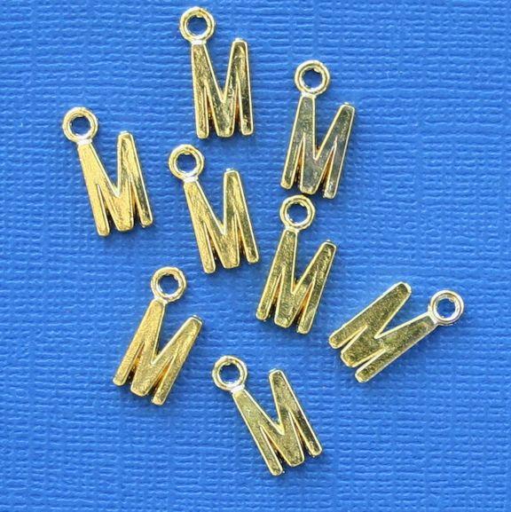 SALE 8 Letter M Alphabet Gold Tone Charms - GC193