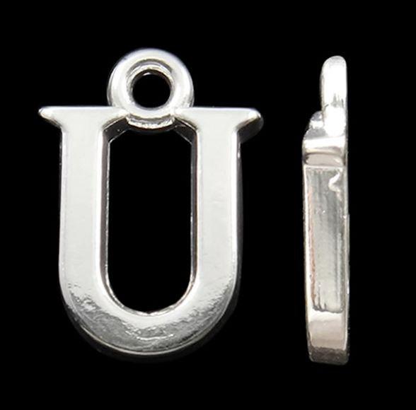 8 Letter U Alphabet Silver Tone Charms - SC2356