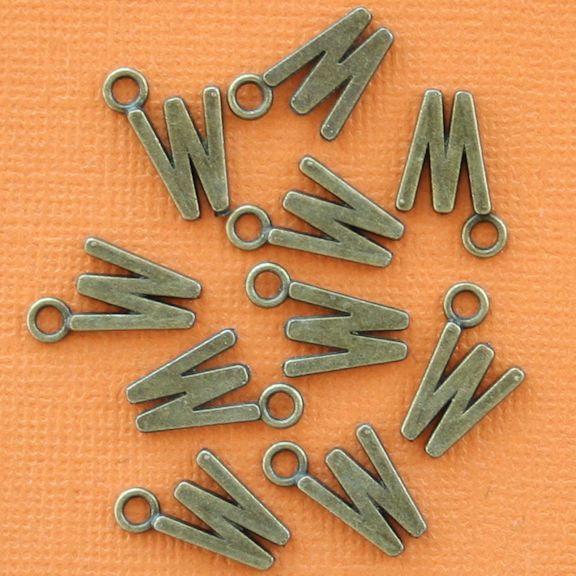 8 breloques de ton bronze antique lettre W - BC735
