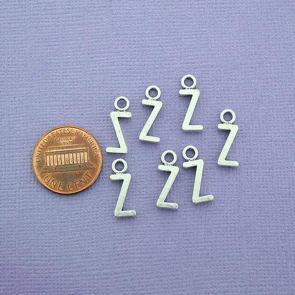 8 Letter Z Alphabet Antique Silver Tone Charms 2 Sided - SC2650