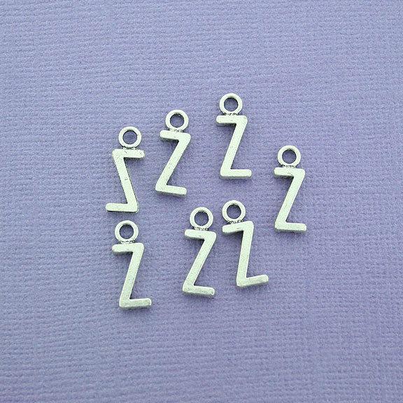 8 Lettre Z Alphabet Antique Silver Tone Charms 2 Faces - SC2650