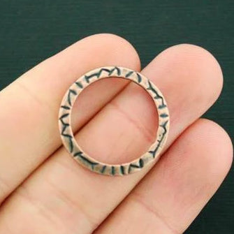 8 Linking Ring Antique Copper Tone Charms 2 Sided - BC1239