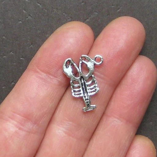 8 Lobster Antique Silver Tone Charms - SC296