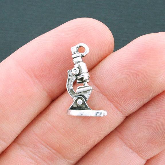 8 Microscope Antique Silver Tone Charms 3D - SC3904