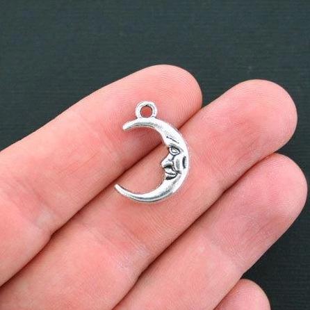 8 Moon Antique Silver Tone Charms 2 Sided - SC4629