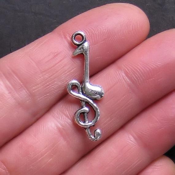 8 Music Antique Silver Tone Charms - SC322