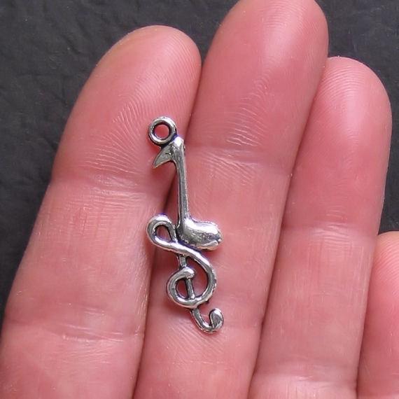8 Music Antique Silver Tone Charms - SC322