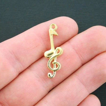 8 Music Antique Gold Tone Charms 2 Sided - GC443