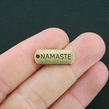 8 Namaste Antique Bronze Tone Charms - BC572