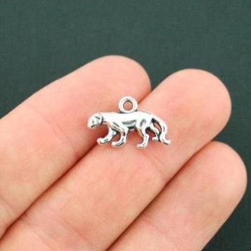 8 Panther Antique Silver Tone Charms 2 Sided - SC5544