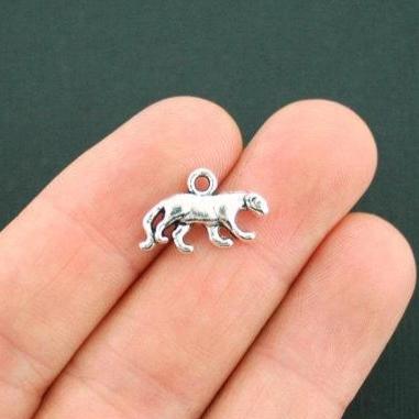 8 Panther Antique Silver Tone Charms 2 Sided - SC5544
