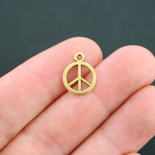 8 Peace Gold Tone Charms 2 Sided - GC004