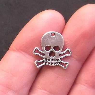 8 Pirate Antique Silver Tone Charms 2 Sided - SC883