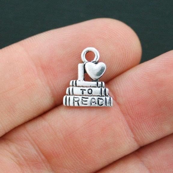 8 Reading Antique Silver Tone Charms - SC4156