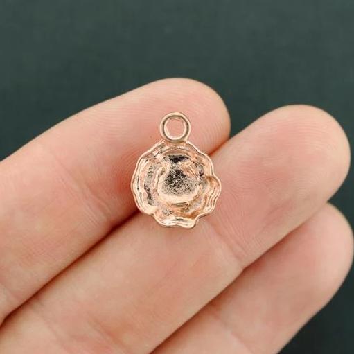 8 Flower Rose Gold Tone Charms 3D - GC1309