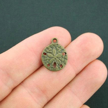 8 Sand Dollar Antique Bronze Tone Charms 2 Sided - BC906