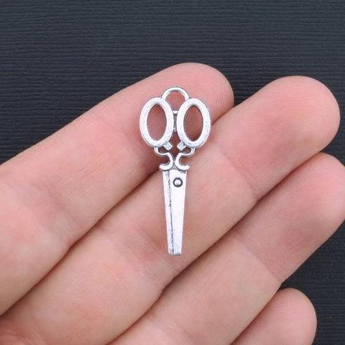 8 Scissors Antique Silver Tone Charms 2 Sided - SC3209
